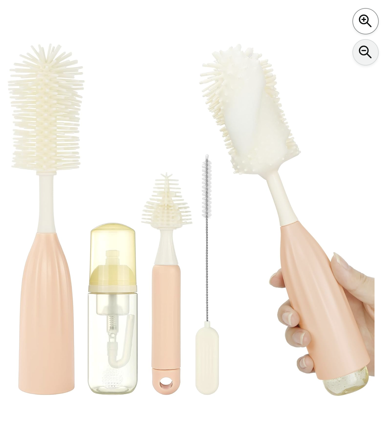 Vicloon kit 3 en 1 goupillons biberons brosse tetine paille rose