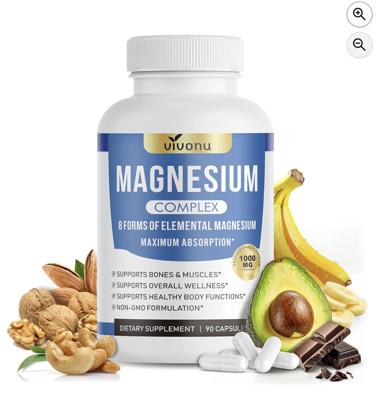 VivoNu Magnesium Bisglycinate complexe 8 en 1 90 gelules vegan