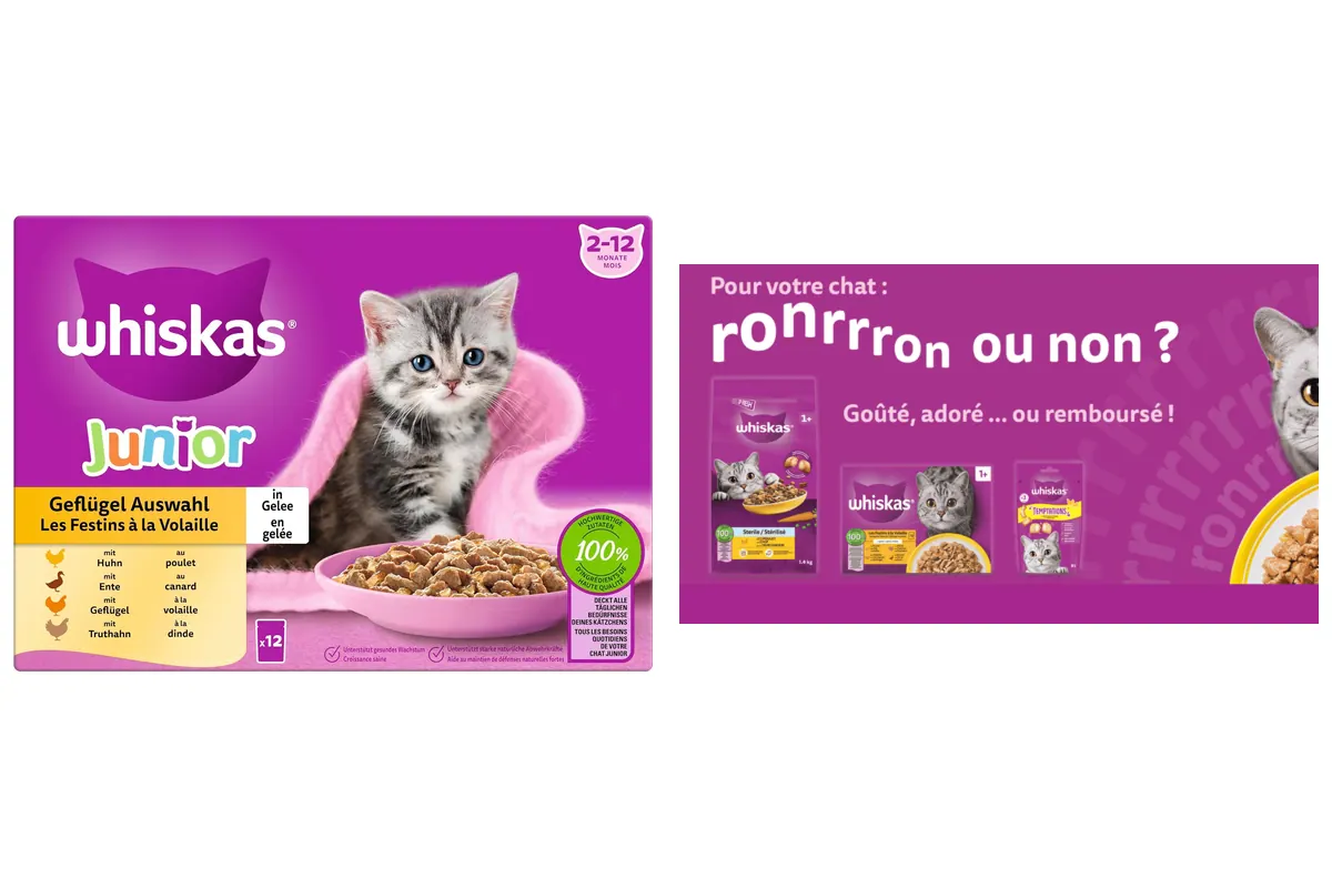 Les sachets fraîcheur Whiskas Junior pour chaton et l'opération satisfait ou remboursé
