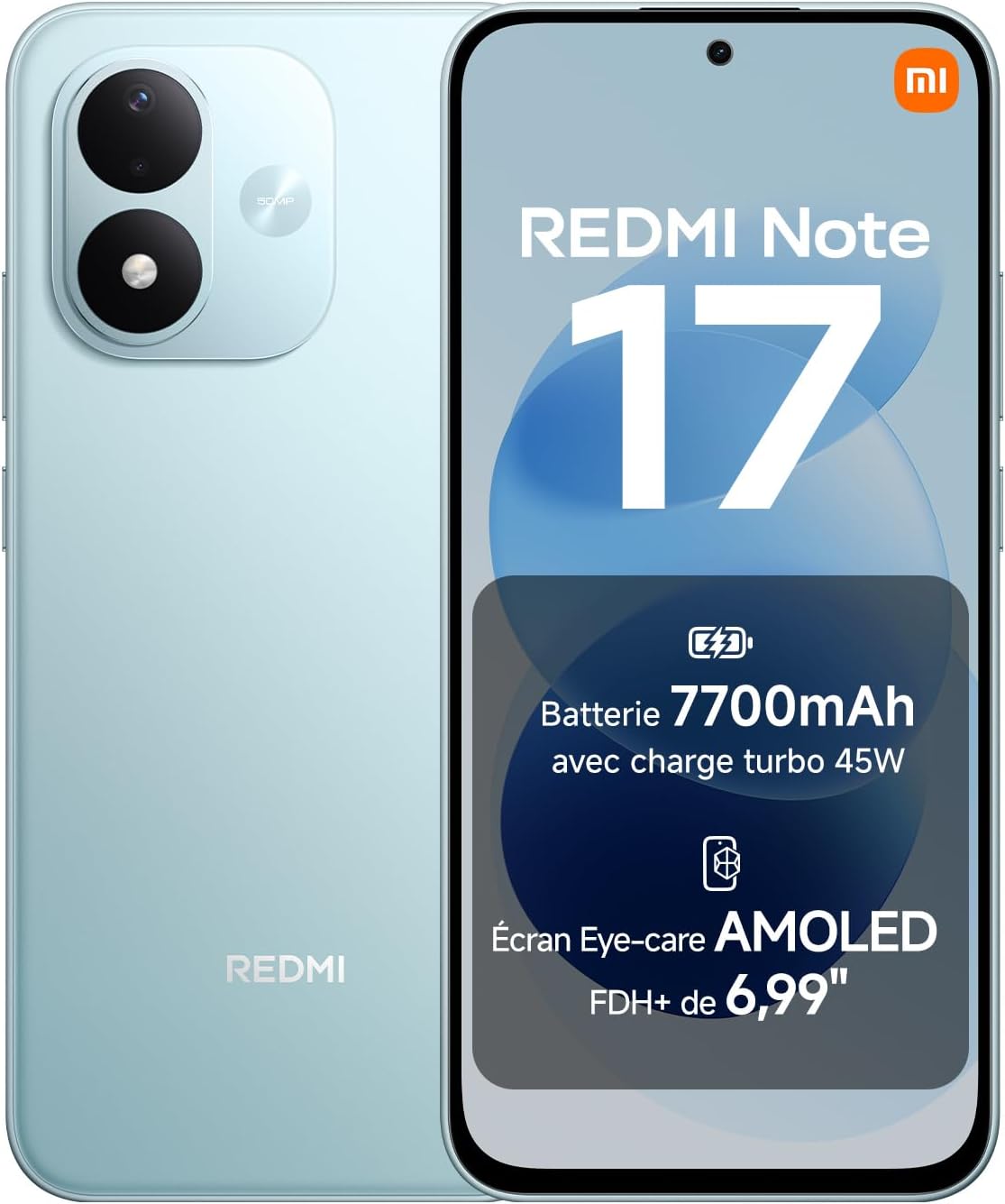 Xiaomi Redmi Note 17 4G bleu avec 6 Go de RAM et 256 Go de stockage