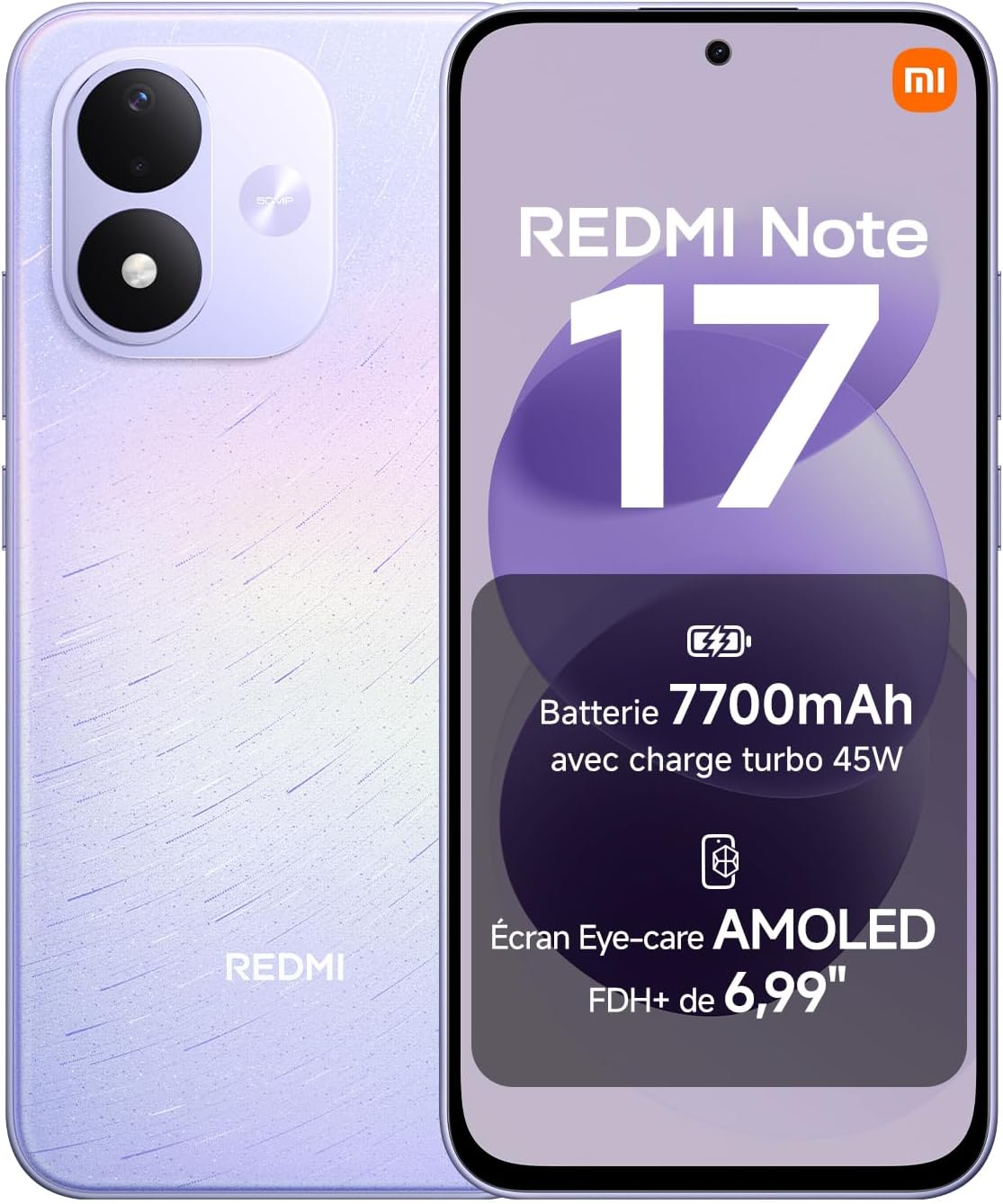 Xiaomi Redmi Note 17 4G violet avec 6 Go de RAM et 256 Go de stockage
