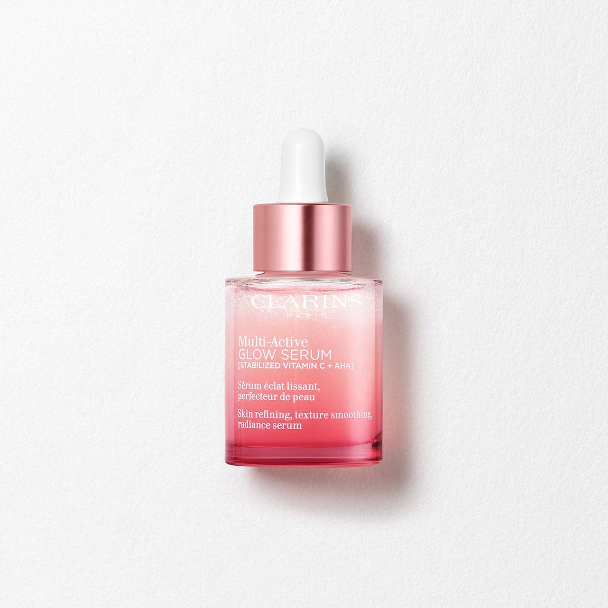 Flacon du sérum éclat Multi-Active Glow Serum AHA et vitamine C de Clarins
