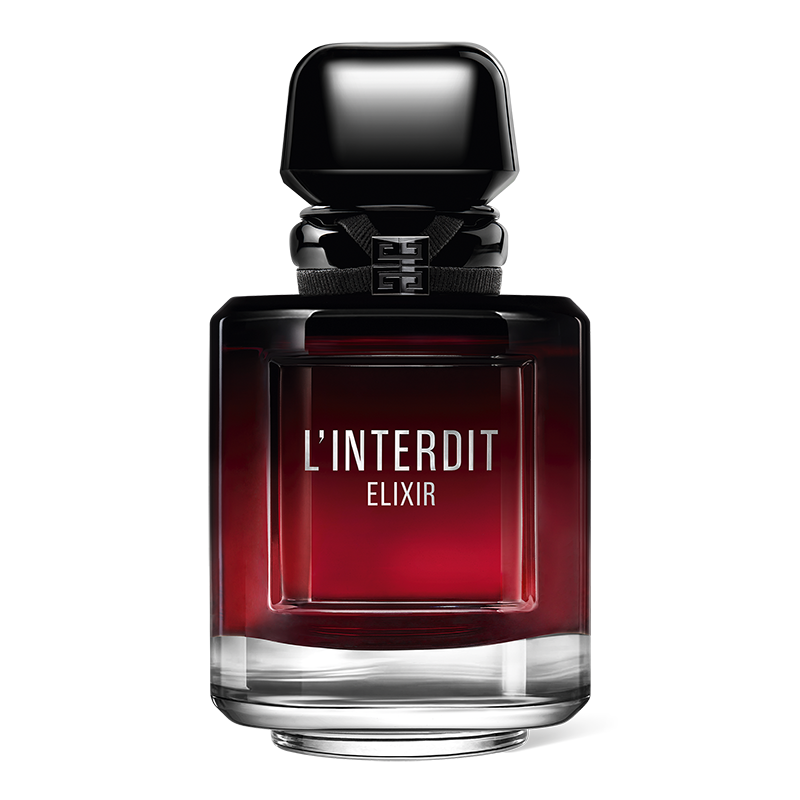Flacon rouge et noir Givenchy L’Interdit Elixir Eau de Parfum