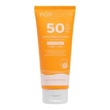 Tube Pur Eden Crème Solaire SPF50 Fluide Invisible Visage et Corps 100 ml