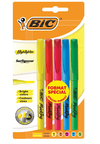BIC - 5 Highlighter Surligneurs 1,79€ 🌞