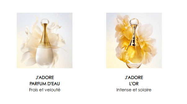 Échantillons au choix Parfum L’Or ou J’adore Parfum d’Eau de Dior