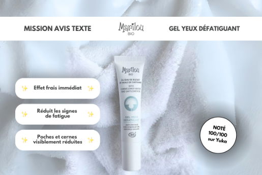 Gel Yeux Défatigant Bio Marilou à tester gratuitement 👀