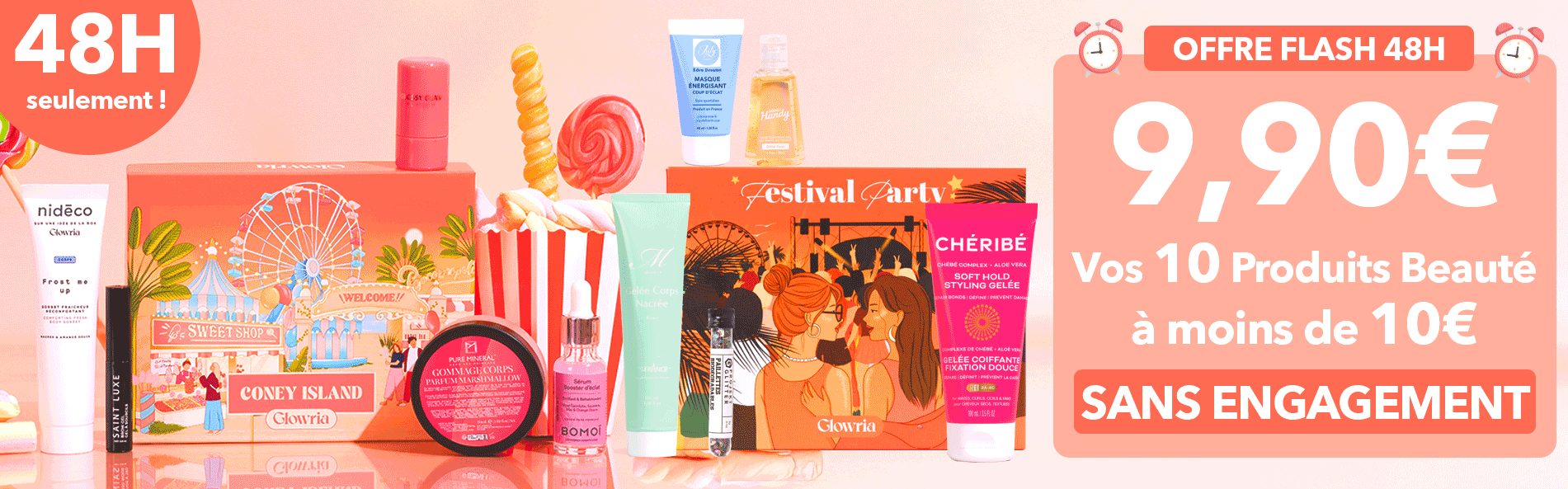 Glowria – Offre Beauté Flash 48H : 10 Produits pour 9,90€ au lieu de 198€