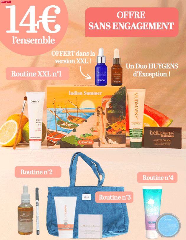 Glowria Box Indian Summer : 13 produits d’une valeur de 225€ pour seulement 14€ (sans engagement)