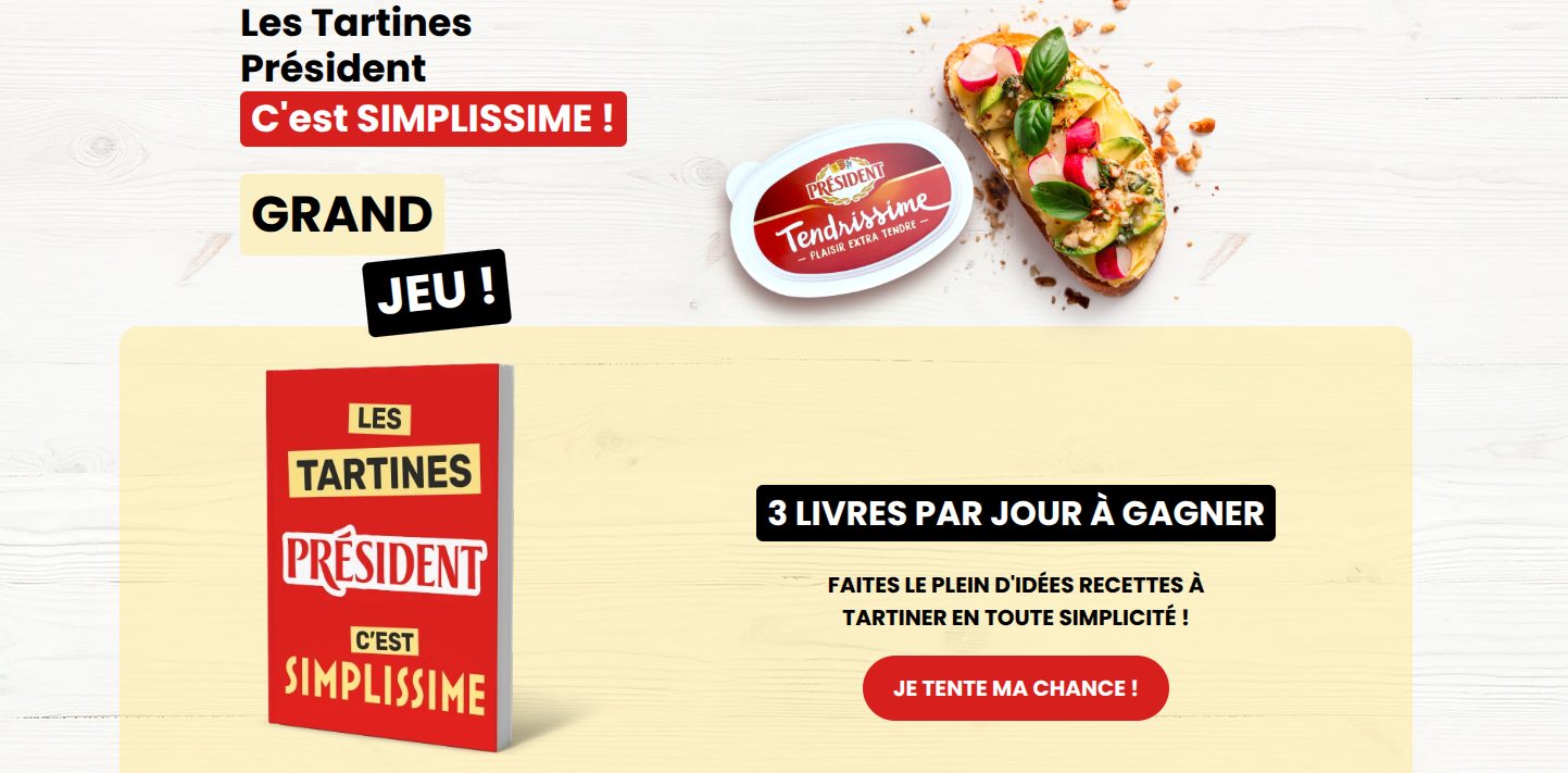 Concours Les Tartines Président C’est Simplissime – 135 Livres à Gagner !