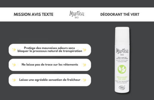 Test Produit Gratuit : Déodorant Marilou Bio au Thé Vert 🌿