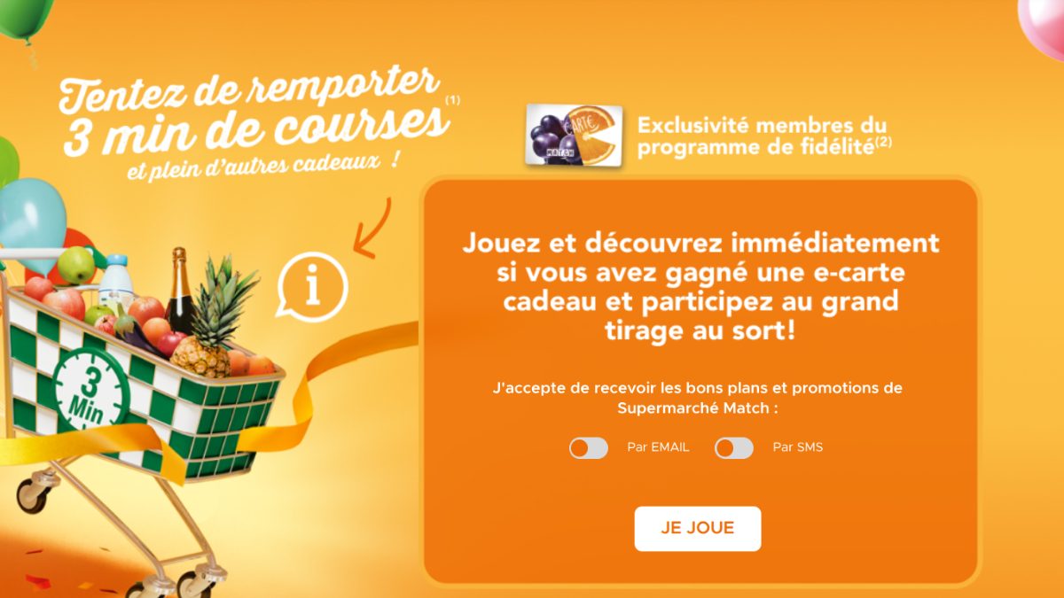 Jeu Supermarché Match « Le Caddie Chrono » : remplissez votre chariot en 3 minutes chrono !