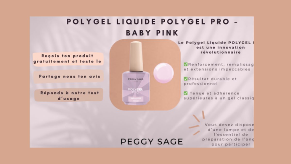 Test Produit Gratuit : Polygel Liquide POLYGEL PRO – Baby Pink