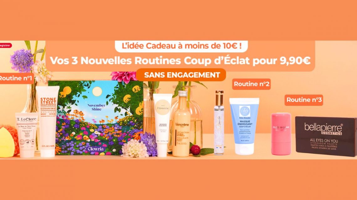 Glowria – 3 Routines Coup d’Éclat pour 9,90€ seulement (valeur 223€)