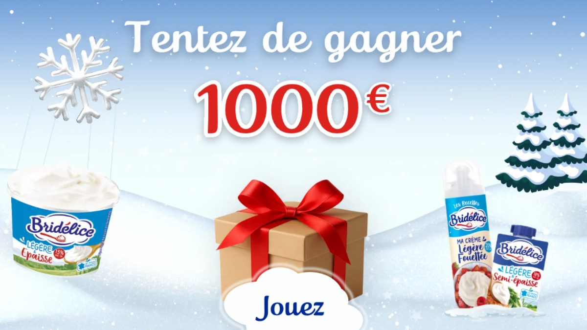 Jeu Concours Hivernal Bridélice 2025 : 5 cartes cadeau de 1000 € + produits à gagner !