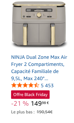 Moulinex Easy Fry Dual Collection Ivoire : l’air fryer XXL pour des repas complets 90 € !