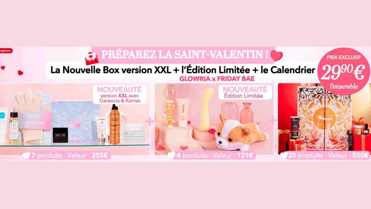 Glowria x Friday Bae – Box XXL Saint-Valentin + Calendrier + Édition Limitée pour 29,90€